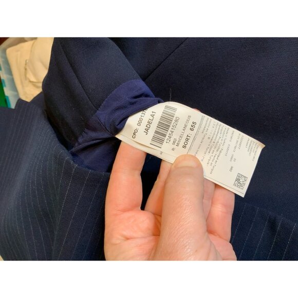 Hugo Boss Jadela1 Navy Blue & Thin Gray Pinstripe Button-Up Jacket, Size 12 - Picture 11 of 11